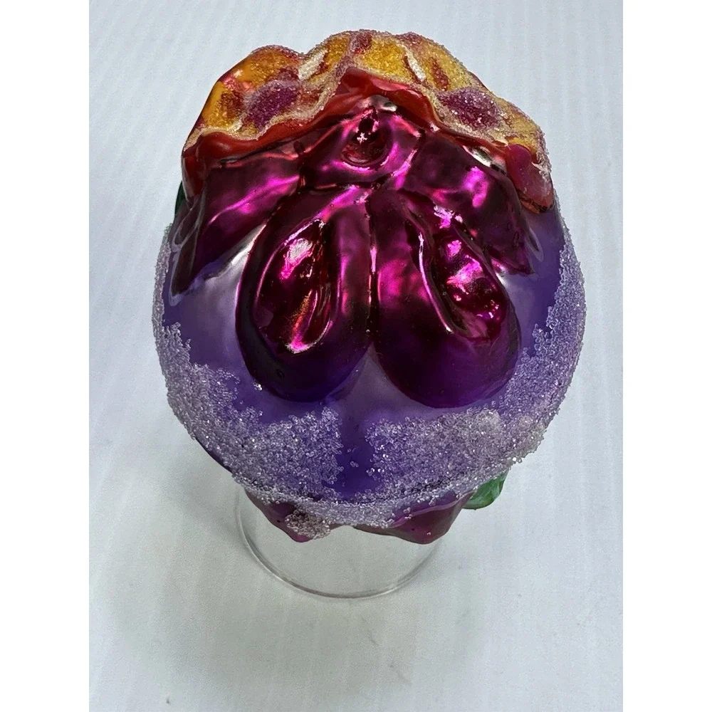 VTG Christopher Radko Egg Blossom Glass Handpainted Easter Ornament Flowers 4